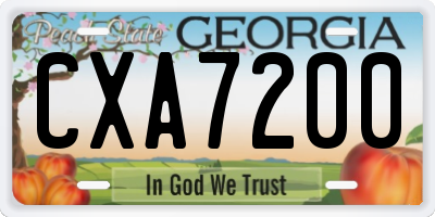 GA license plate CXA7200