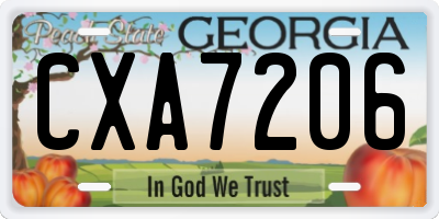 GA license plate CXA7206