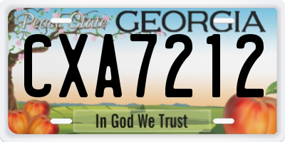 GA license plate CXA7212