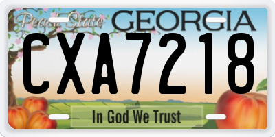 GA license plate CXA7218