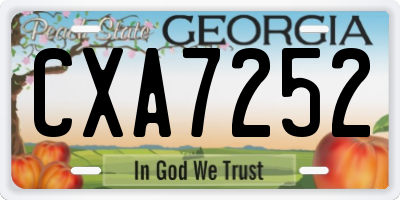 GA license plate CXA7252