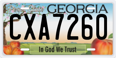 GA license plate CXA7260