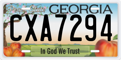 GA license plate CXA7294
