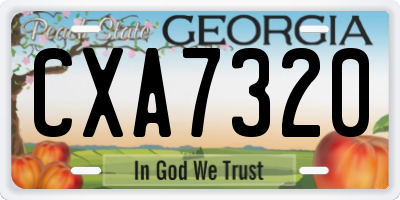GA license plate CXA7320