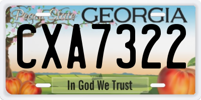 GA license plate CXA7322
