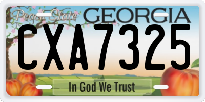 GA license plate CXA7325