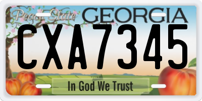 GA license plate CXA7345