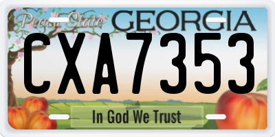 GA license plate CXA7353
