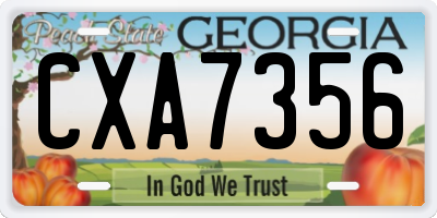 GA license plate CXA7356