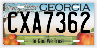 GA license plate CXA7362
