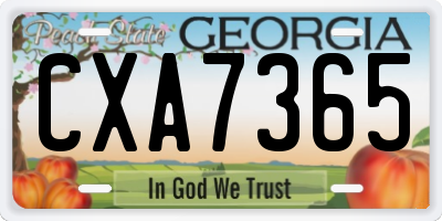 GA license plate CXA7365
