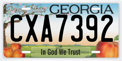 GA license plate CXA7392