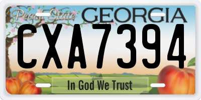 GA license plate CXA7394