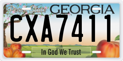 GA license plate CXA7411