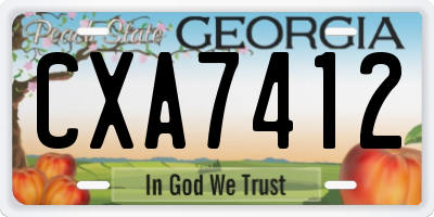 GA license plate CXA7412