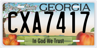GA license plate CXA7417
