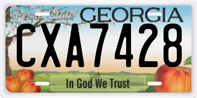 GA license plate CXA7428