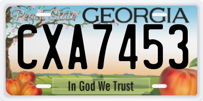 GA license plate CXA7453