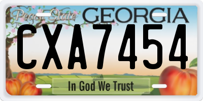GA license plate CXA7454