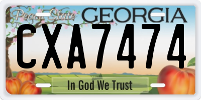 GA license plate CXA7474