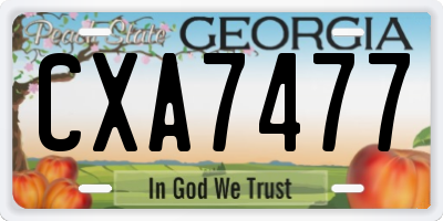 GA license plate CXA7477