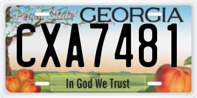 GA license plate CXA7481