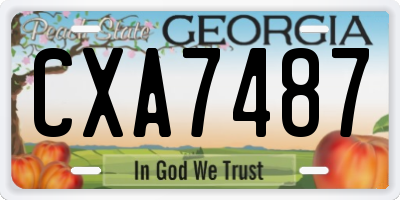 GA license plate CXA7487
