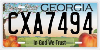 GA license plate CXA7494