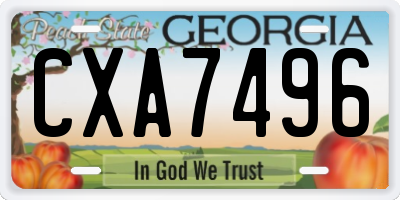 GA license plate CXA7496