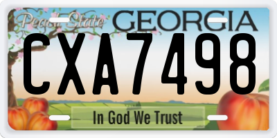 GA license plate CXA7498