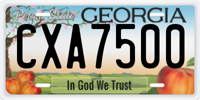GA license plate CXA7500
