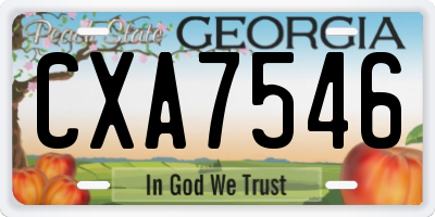 GA license plate CXA7546