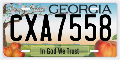 GA license plate CXA7558