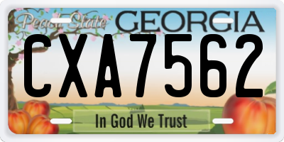 GA license plate CXA7562
