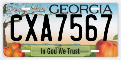 GA license plate CXA7567