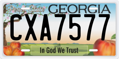 GA license plate CXA7577