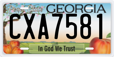 GA license plate CXA7581