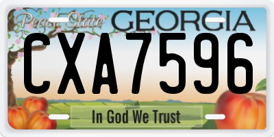 GA license plate CXA7596