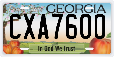 GA license plate CXA7600