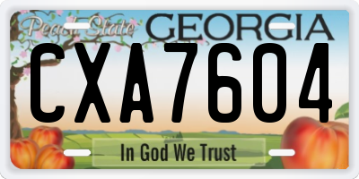 GA license plate CXA7604