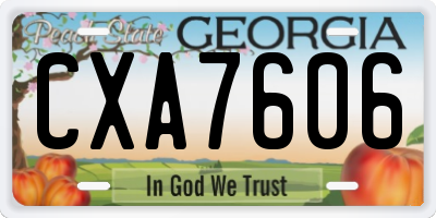GA license plate CXA7606