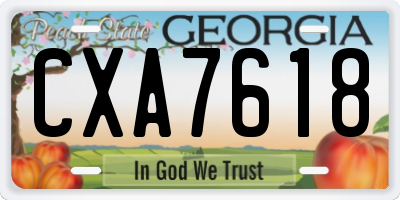 GA license plate CXA7618