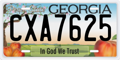 GA license plate CXA7625
