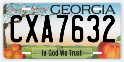 GA license plate CXA7632