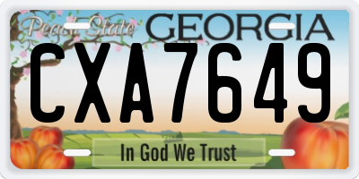 GA license plate CXA7649