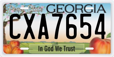 GA license plate CXA7654