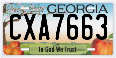 GA license plate CXA7663