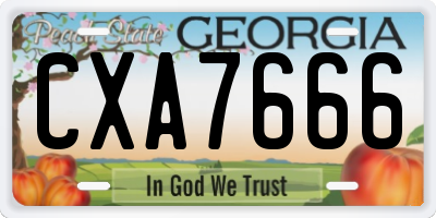 GA license plate CXA7666