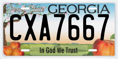 GA license plate CXA7667