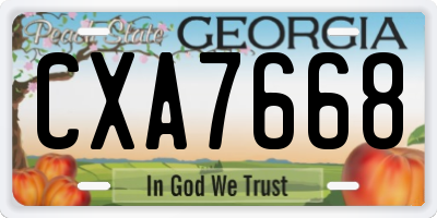 GA license plate CXA7668